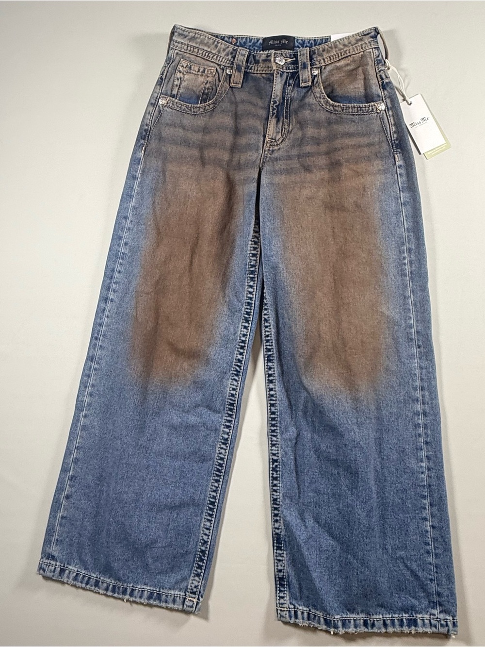 NWT Miss Me Super Baggy Wide Leg Jeans 24x30 Embellished Western Grunge Y2K - Picture 4 of 15